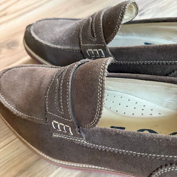 1901 Made in Brazil Mens Brown Suede Leather Slip-On Penny Loafer Shoes Size 13M